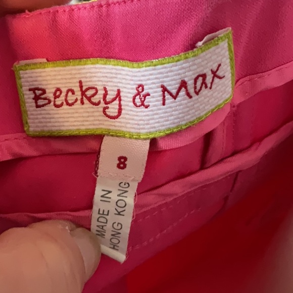 Becky & Max pink dress w/chartreuse ribbon size 8 - Picture 4 of 4